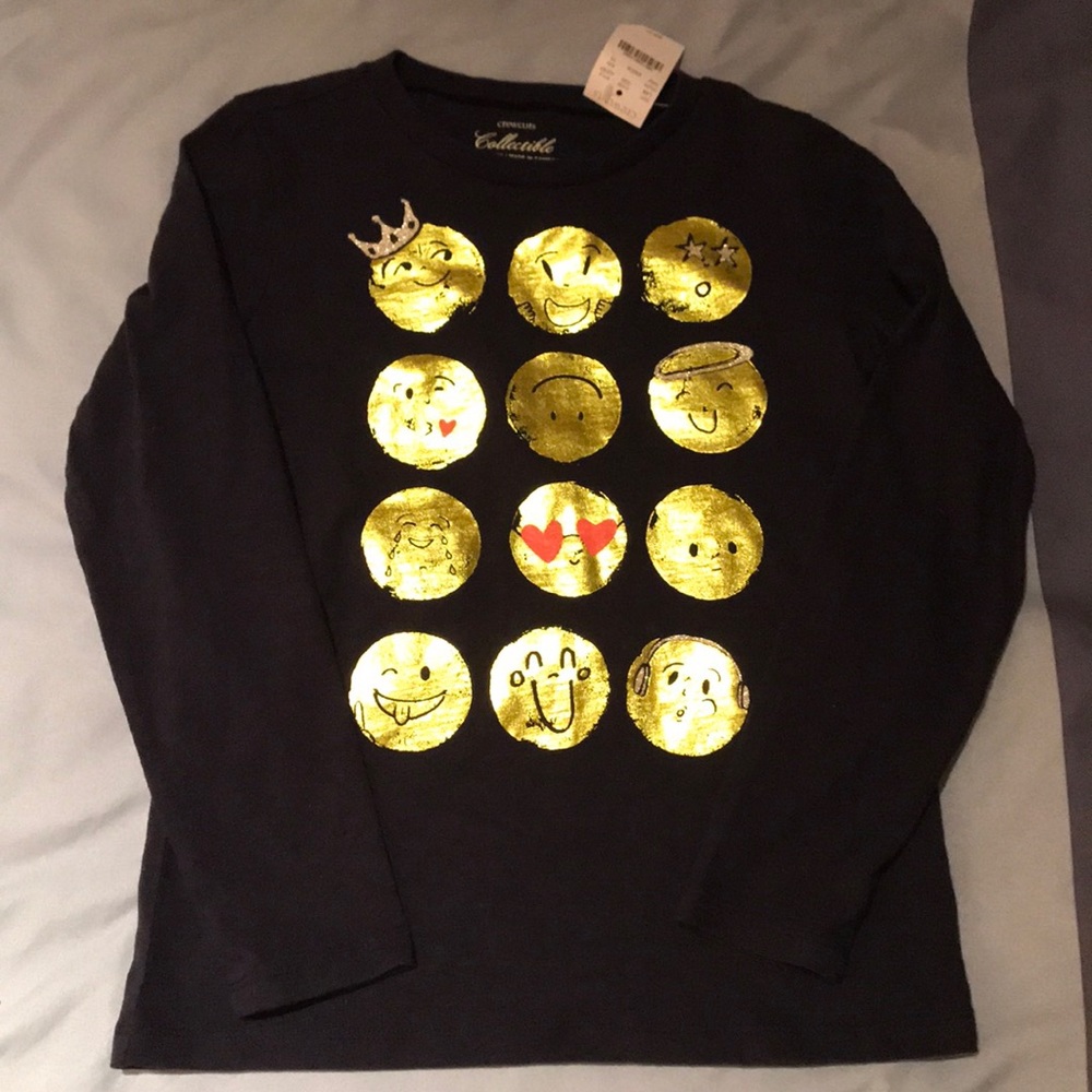 😊😋😝NWT Crewcuts gold emojis shirt